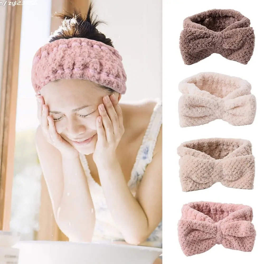 

Spa Headband Bowtie Makeup Headband Fuzzy Towel Headband for Washing Face Skincase Hair Shower Headband for Women Girls