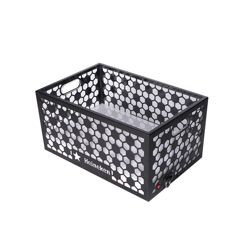 New iron frame hollow luminous football ice bucket nightclub party KTV beer barrel red wine basket wine holder stand