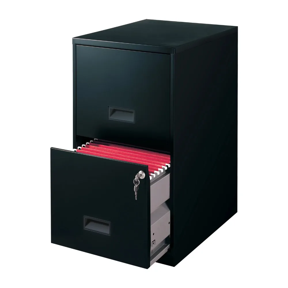 

18" Deep 2 Drawer Letter Width Vertical File Cabinet, Black, Painted Steel Surface is Non-porous and Easy to Clean