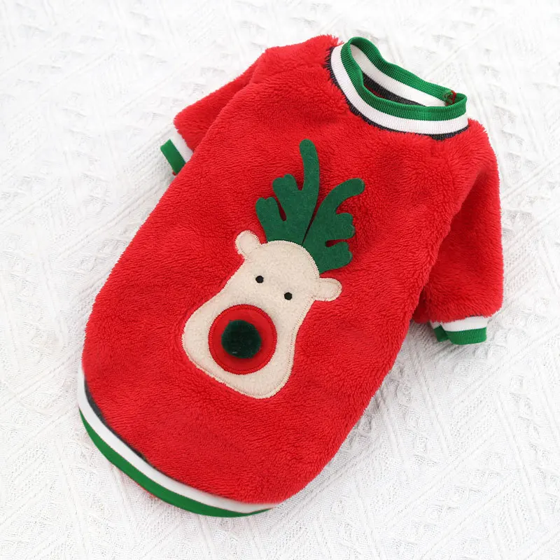 Dog Christmas Clothes Winter Warm Pet Small Medium Dogs Elk Santa Claus Cats Hoodies Costume