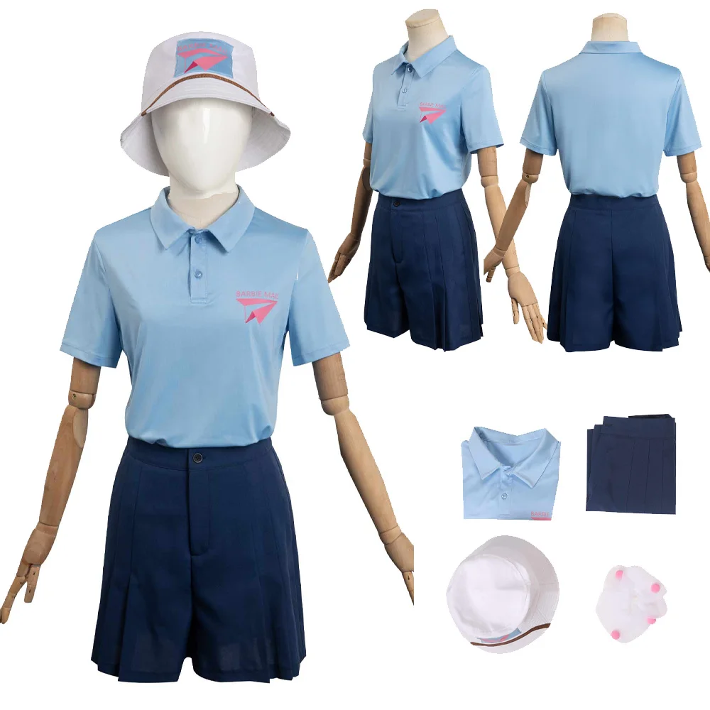 

Barbier Cosplay T-shirt Shorts Hat Mailman Costume Women Girls Clothes Headband Outfits Halloween Carnival Party Disguise Suit