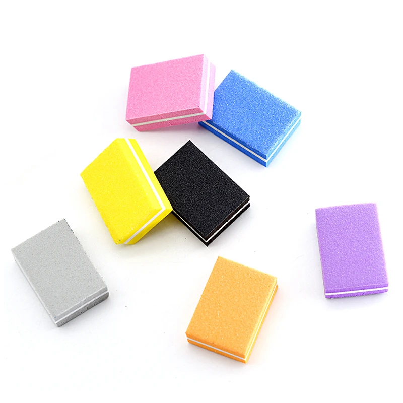 10/25/50Pcs Mini Sponge Nail File Buffer Block Polish Square Colorful Nail Supplies For Professional Care Manicure Pedicure Tool