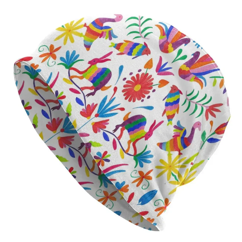 

Otomi Folk Mexico Floral Art Beanies Cap Men Women Unisex Cool Winter Warm Knitted Hat Adult Mexican Flowers Pattern Bonnet Hats