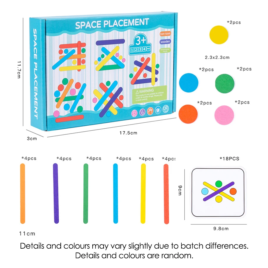 Children's Rainbow Stick Thinking Puzzle Wooden DIY Ice Cream Stick Puzzle Challenge Table Games Montessori Educational Toys 2