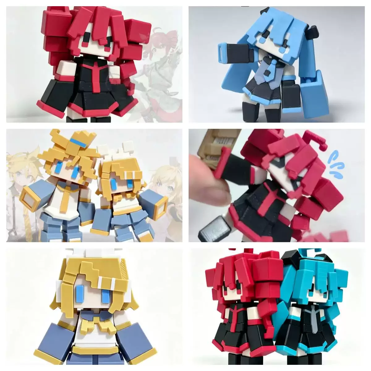 Vocaloid Character Pixel Block Figure Set - Desktop Collectible Ornament Anime Statue Gift