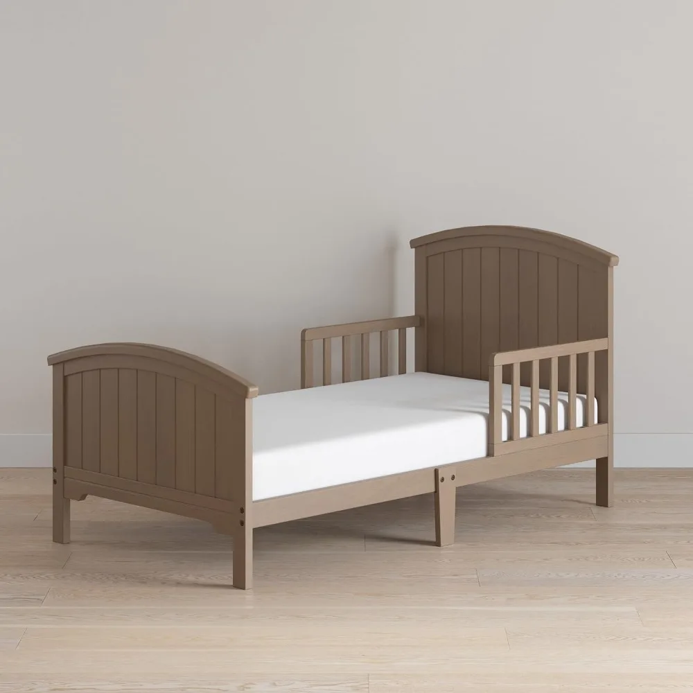Child Craft Hampton Arch Top Toddler Bed for Kids with Guard Rails, Low to Ground Design, Made of Pinewood, Featuring Clean Line