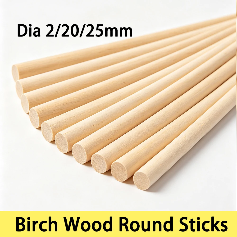 2/10/100Pcs Dia2/20/25mm 라운드 나무 대량 스틱 DIY 수제 공예품 목..