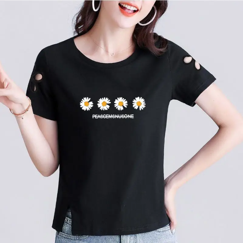 

Fashion Printed Gauze Embroidery Hollow Blouse Women's Clothing 2023 Summer New Oversized Casual Tops Pullovers Korean Shirt
