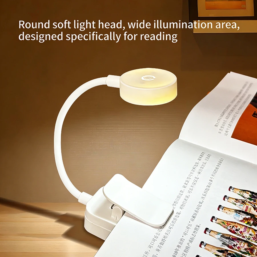 Compact USB Rechargeable LED Clip-On Reading Lamp