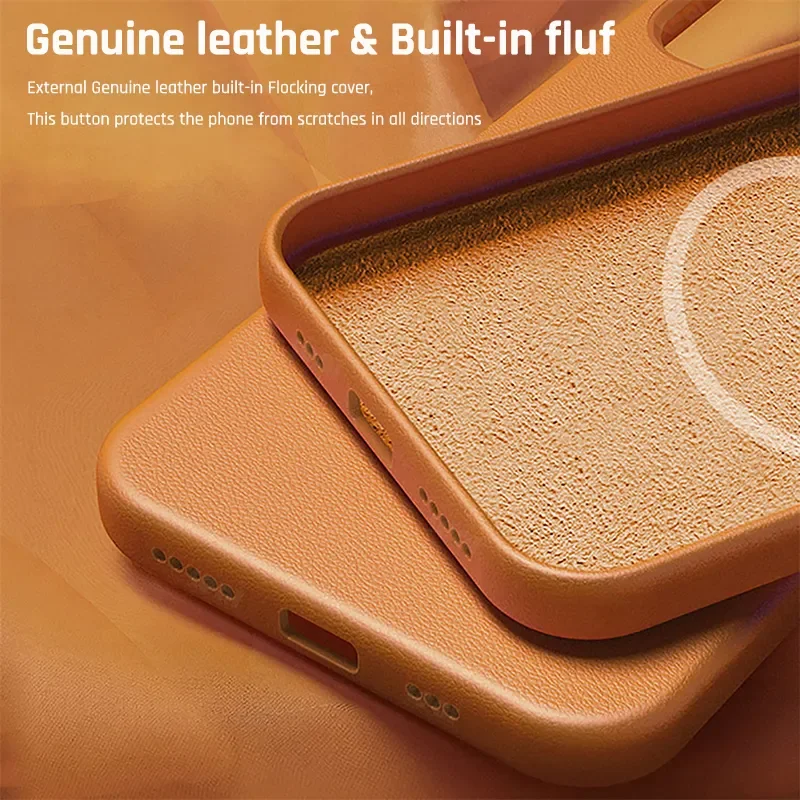 Leather MagSafe Magnetic Phone Case with Animated Charging Feature
