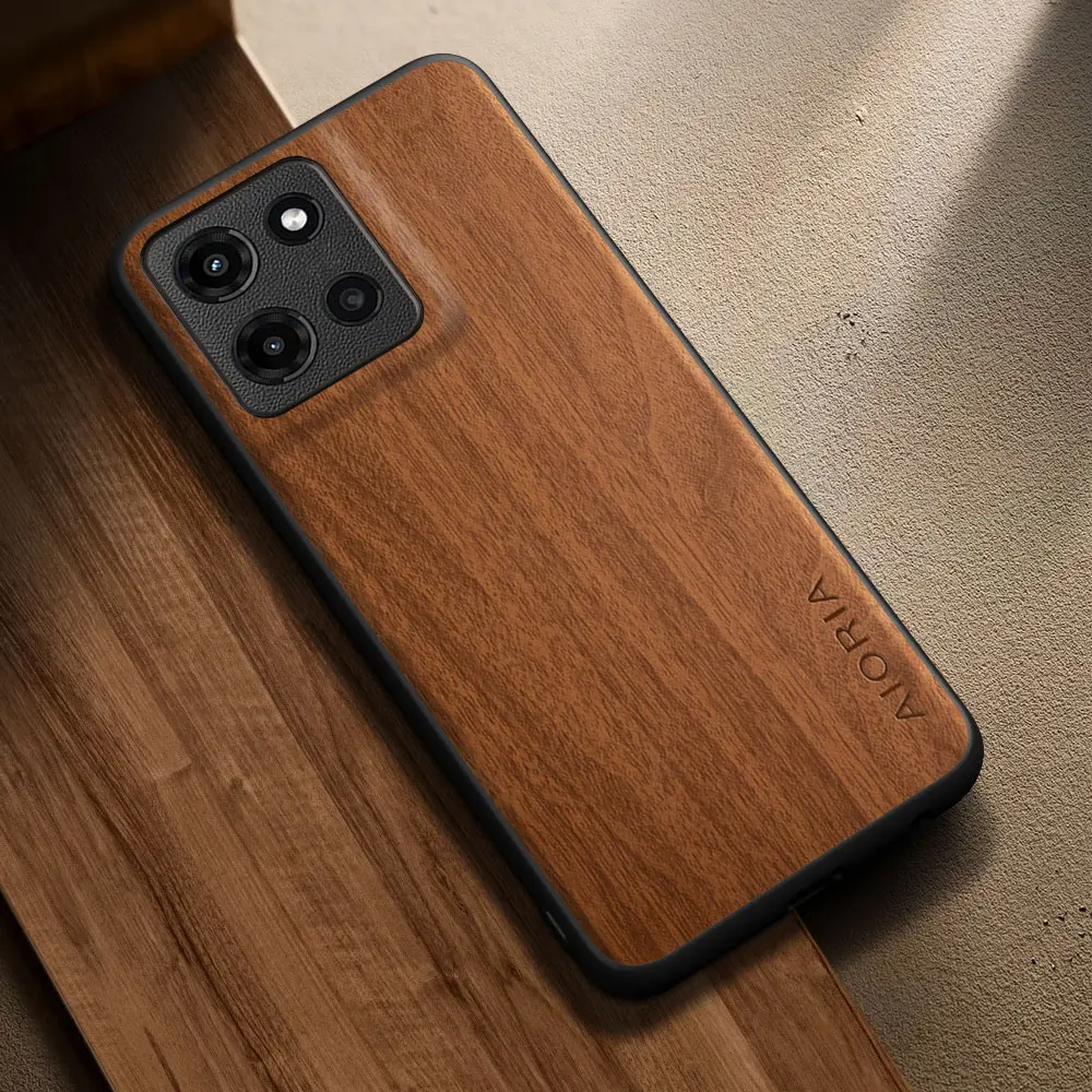 Stylish Wooden Pattern PU Leather Phone Case