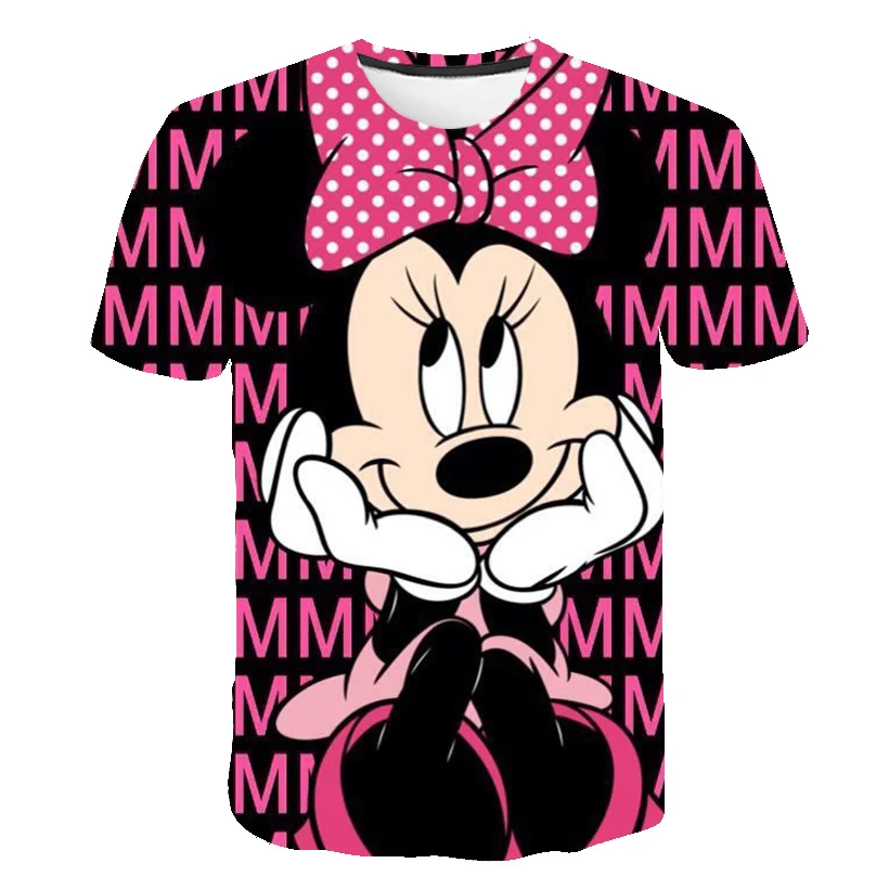 

Minnie Mouse T Shirts Clothing Summer Fashion Girls Tshirts 2023 New Disney Series Cartoon Casual Short Sleeves Tops Tees
