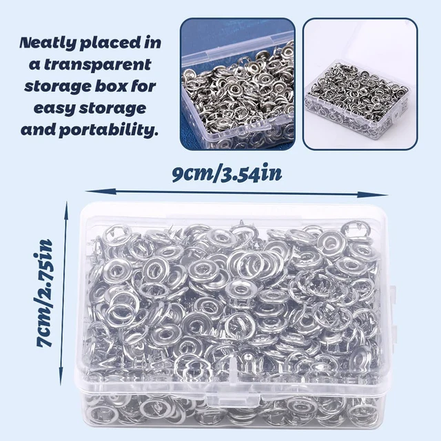 100 Bottoni A Pressione Metallici Per Jeans, Tessuti E Pelle - Kit Completo Con Attrezzi Per Fai Da Te - Foto 6