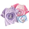 Mymelody Culumi Girls T-Shirt Summer Shirt Changeable Pattern Cinamonroll Children Cartoon Round Neck Casual Tee Tops 4