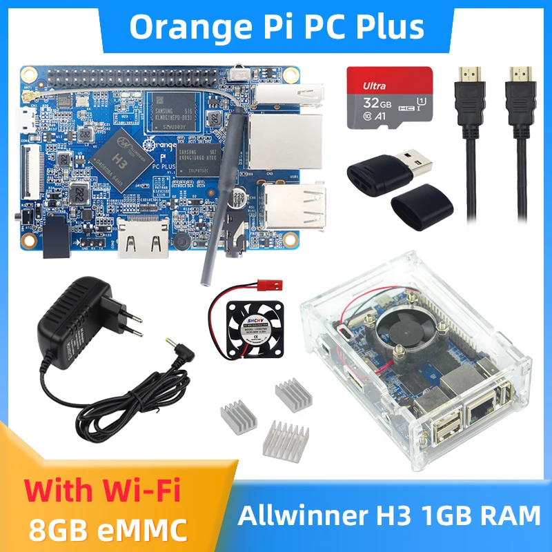 

Orange Pi PC Plus с Wi-Fi, 8 Гб EMMC Flash H3, четырехъядерный процессор, 1 ГБ ОЗУ, Поддержка Android, Debian, Ubuntu, дополнительные характеристики, для OPI PC Plus