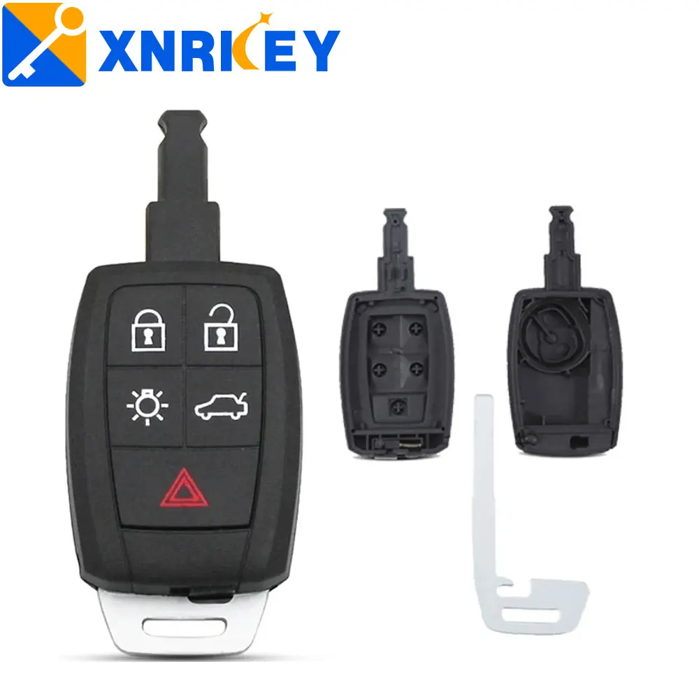 

XNRKEY Remote Key Shell Cover 5 Buttons For Volvo XC90 C70 S60 D5 V50 S40 C30 2008 - 2011 After Accessories Fob Case With