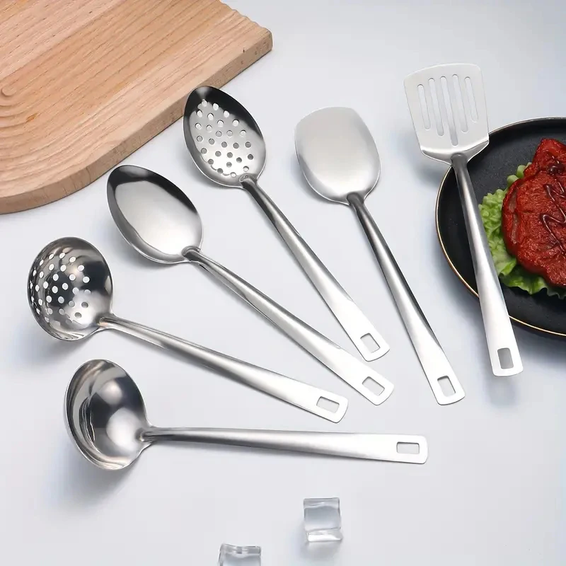 Serving Spoon Dinnerware Set 6pcs Stainless steel kitchenware set public spoon spatula soup spoon colander large suitable for restaurants and families