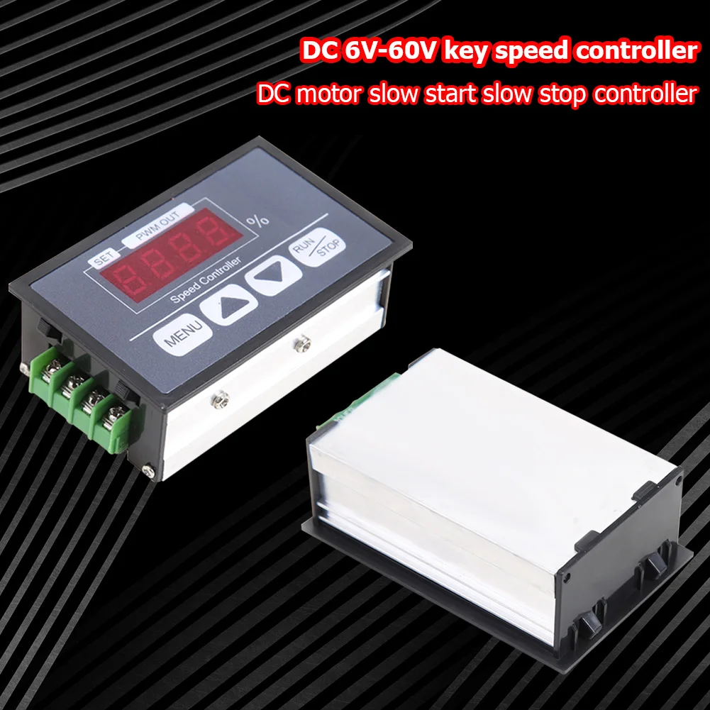 Slow Start Soft Stop PWM DC Motor Speed Control Switch Digital Display 6-60V 30A