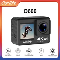 Ourlife Q600 Dual Screen 4K Action Camera 170° Wide Angle 30M Waterproof Sports Video Action Cameras Motorcycle Bicycle Helmet 1