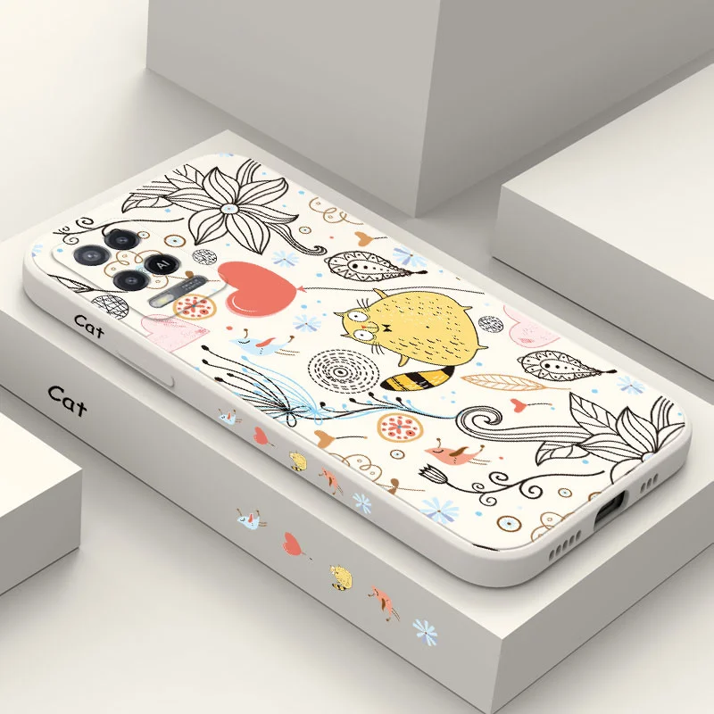 Orange Cat Phone Case For Oppo A54 A74 A57 A96 A76 A36 A95 A12 A15 A15S A16 A16K A9 A5 2020 Reno 8 8Z 7 7Z 6 5 F9 4G 5G