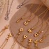 E.B.belle Mini Bubble 26 Letter Paper Clip Necklace 18K Gold Plated Hypoallergenic Decoration 316L Stainless Steel Pendant