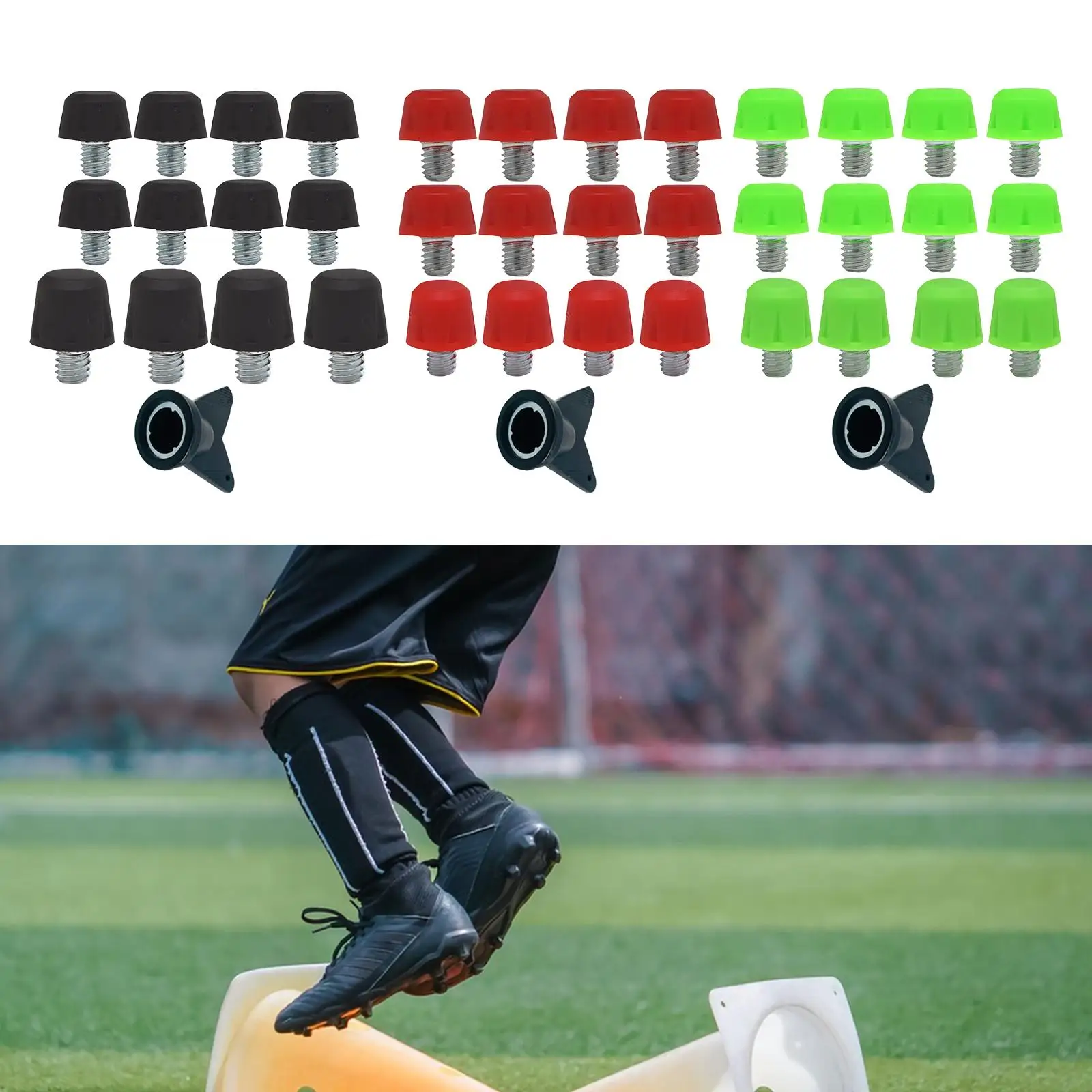 12Pcs 축구 신발 스파이크 미끄럼 방지 럭비 신발 스터드 운동화 실내 야외 스포츠를위한 휴대용 교체 스파이크