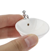  Dollhouse Bathroom Sink 1:12 Miniature Ceramic Wash Basin Bathroom Sink Model Simulation Accessory for Dollhouse White 1