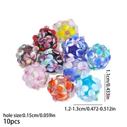 Colorful Rose Flower Petal Glass Beads for DIY Jewelry Making, 3pcs Set (Colorful)