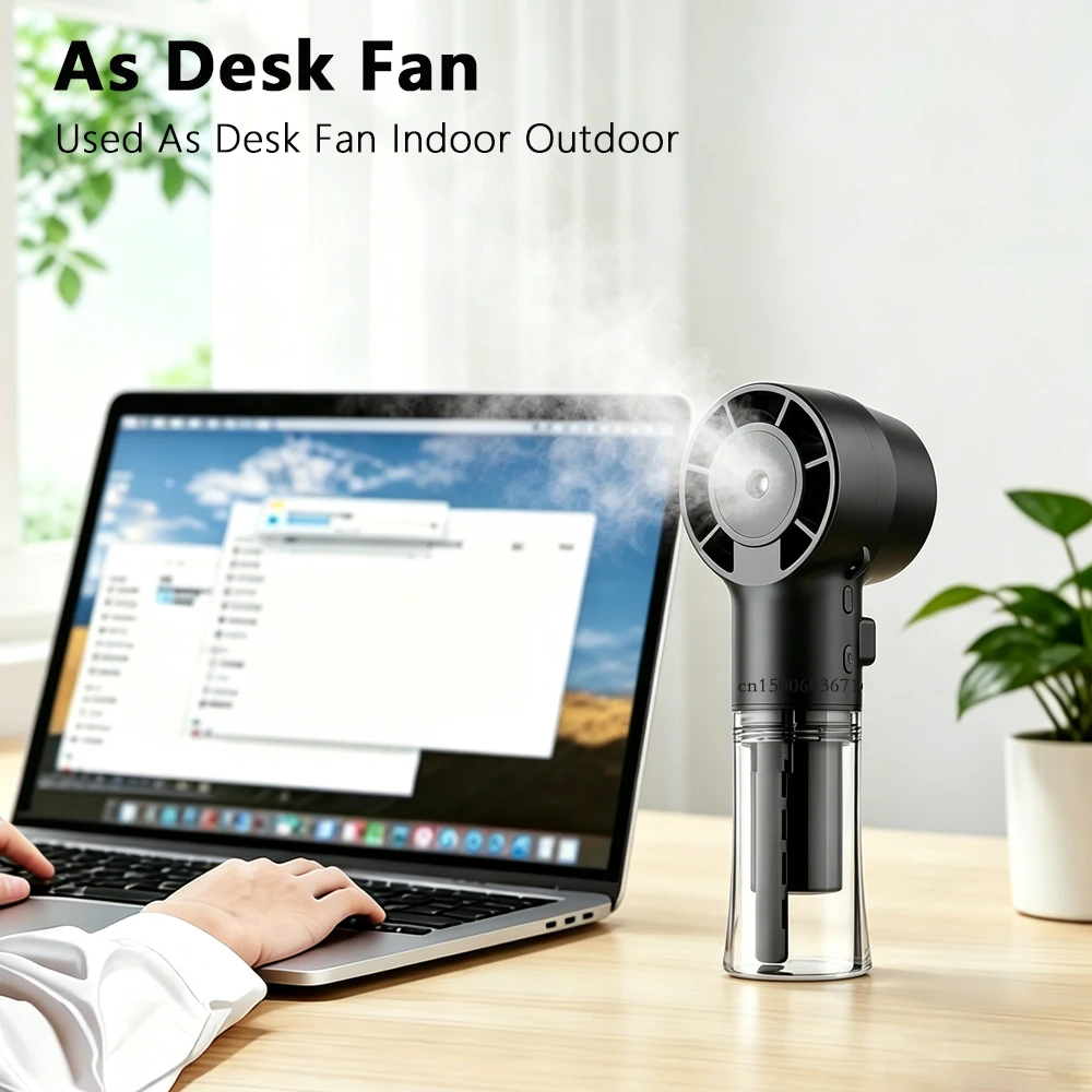 Portable USB Rechargeable Mini Humidifier Fan with Water Mist 기능