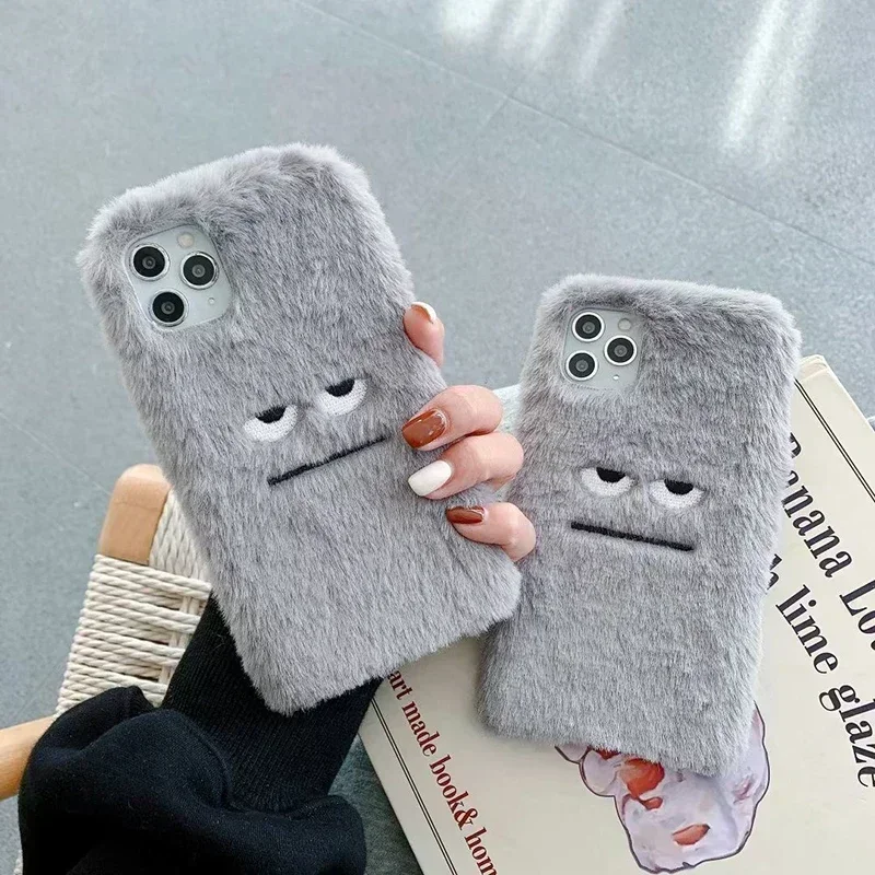 2021 Grigio Peluche Arrabbiato Divertente Custodia Morbida Per Telefono Per Apple Iphone 7 8 Plus X Xs Xr Max 11 Pro 12 Mini Se Winter Warm Hand Cover