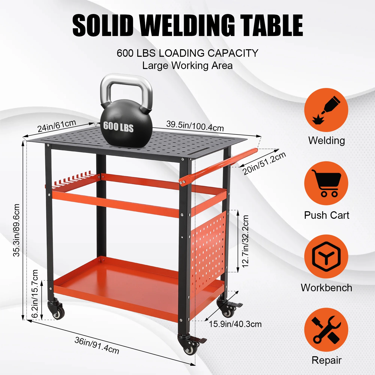 Steel Welding Table,1200 Lb Portable Welding Fixture Table for Shop,Rolling Welding Table with 5/8" Holes for Shop Garage 2