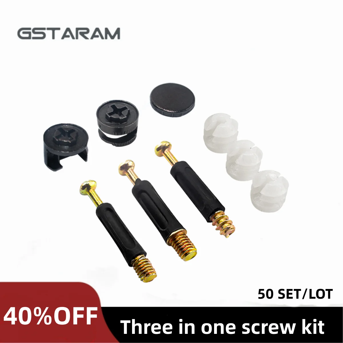 Três em um Kit de Parafuso Armário de Madeira Decorativo Household Hardware Acessórios em Mini Fix m6 Parafusos para Móveis de Casa 50conjunto Lote