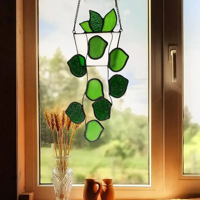 

Plants Acrylic Window Hangings Handcrafted Suncatcher For Window Acrylic Window Suspended Leaf Decor Decorations Gifts