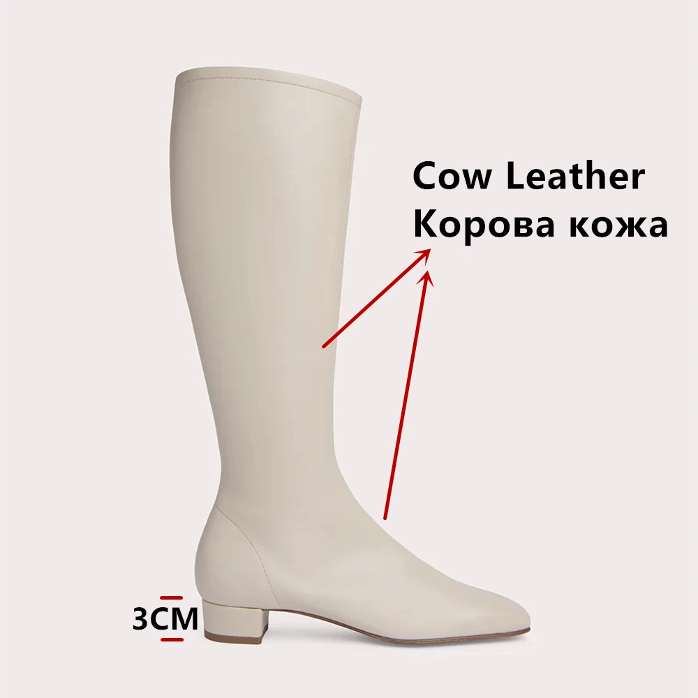 Women Knee High Boots Soft Genuine Leather Warm Long Shoes Woman High Heeled Motorcycle Boots Elegant Lady FEDONAS Brand women knee boots