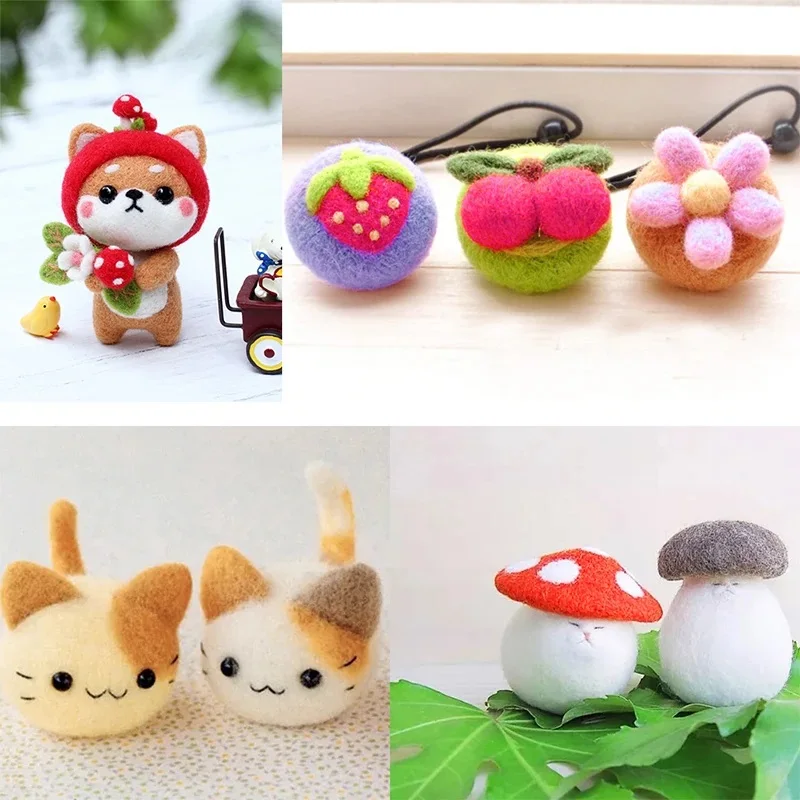Multicolor Wool Felting Kit With Felting Needles And Finger-cot For Doll Making DIY Handmade Craft Accessories Tool Set