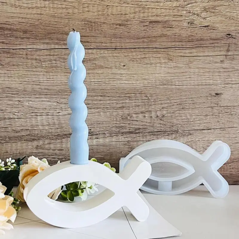 Fish Shape Candle Holder Molds Candle Base Moulds Silicone Molds For Table Decoration Plaster Moulds For Making Candlestick