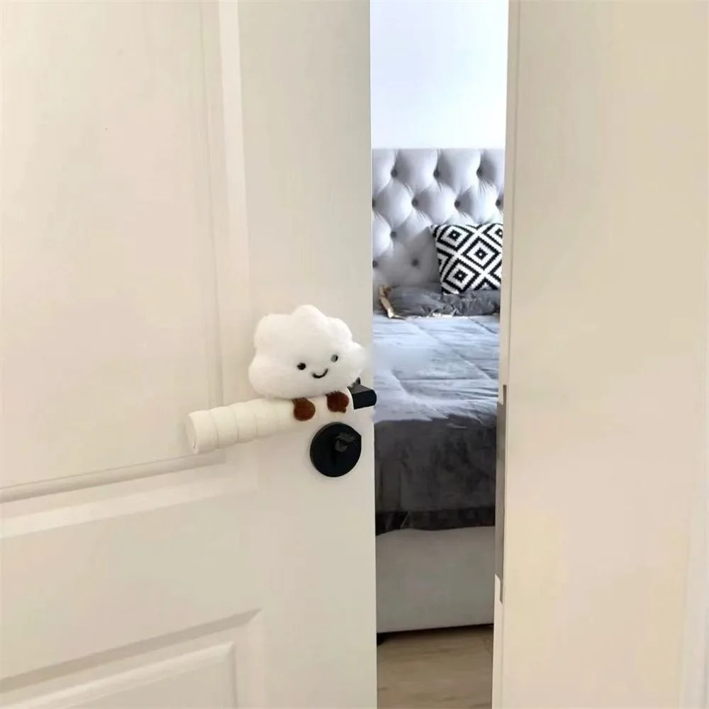 1Pair Cute Smiley Face Cloud Door Handle Protective Cover,anti-static and Anti-collision Door Handle Protective Cover
