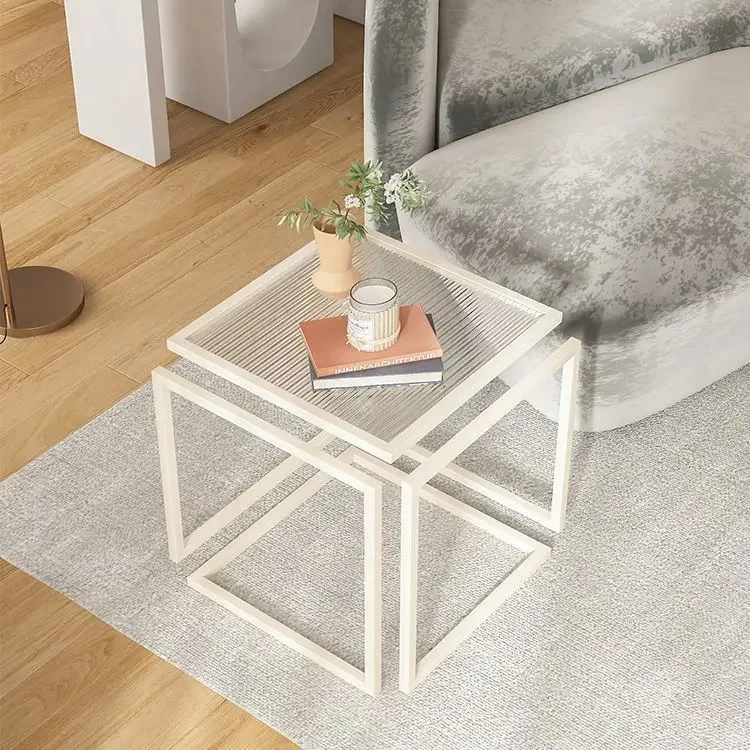 

Nordic creative glass side table, ins, cream style