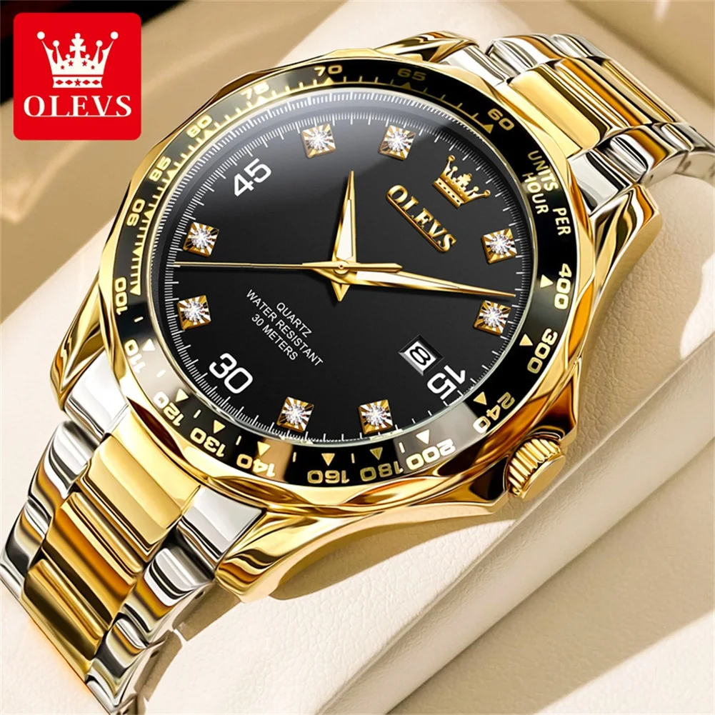 OLEVS Brand 2024 New Fashion Calendar Quartz Watch for Men Stainless Steel Waterproof Luminous Mens Watches Relogio Masculino