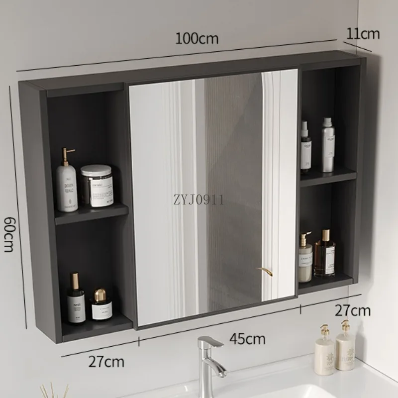 Smart Bathroom Mirror Cabinet Space Aluminum Home Furniture Wall-mounted Storage Makeup Mirror Cabinets with Light Storage