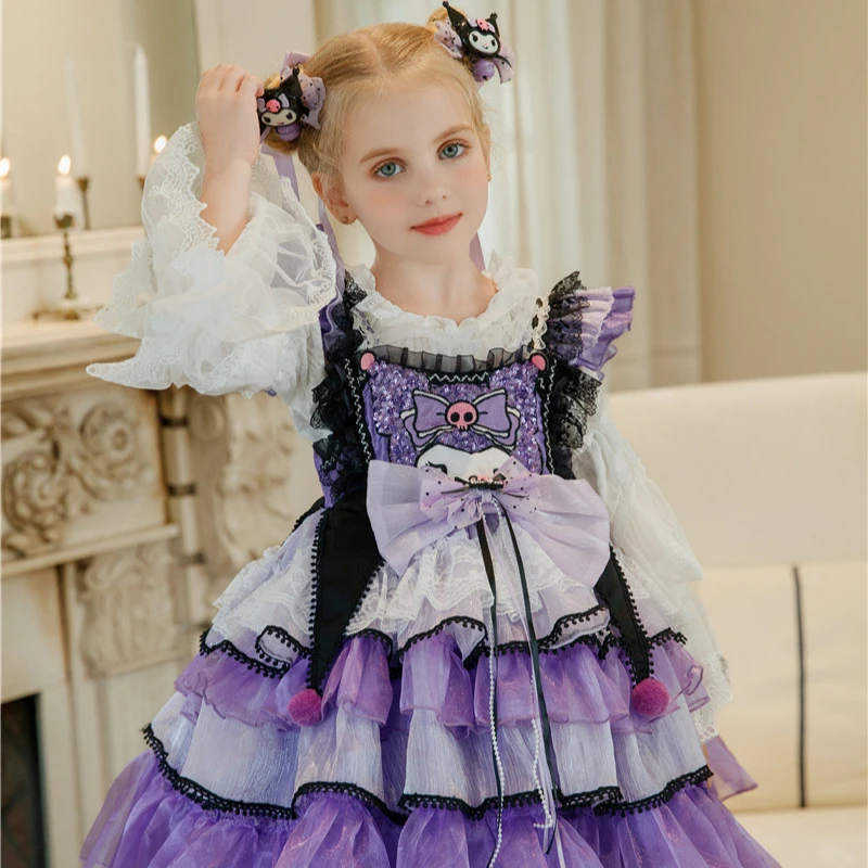 Vestidos De Lolita Con Lazo Para Niños, Niñas, De Manga Larga Con Volantes, De Princesa