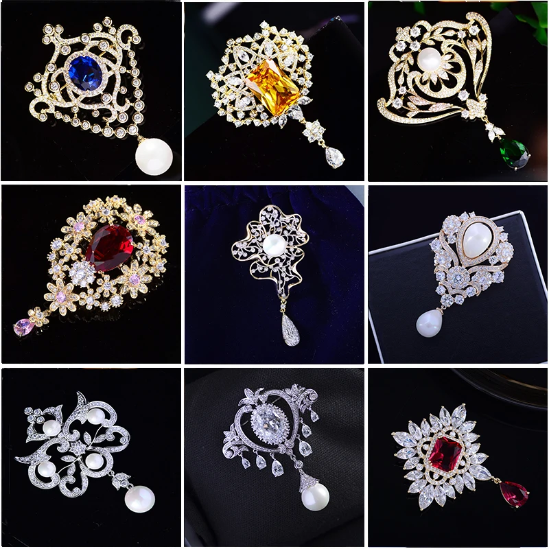 VVCome Broche Redondo De Circonita Cúbica Brillante, Cárdigan, Bufanda, Soporte Para Envoltura, Alfileres De Solapa, Soporte Para Gafas, Metal Cristal, Circonia Cúbica
