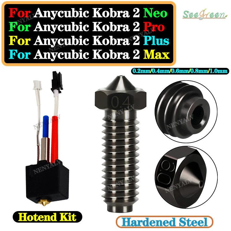 

For Anycubic Kobra 2 Hotend Hardened Steel nozzle For Anycubic 2 Neo Hotend Kit For Anycubic Kobra 2 max