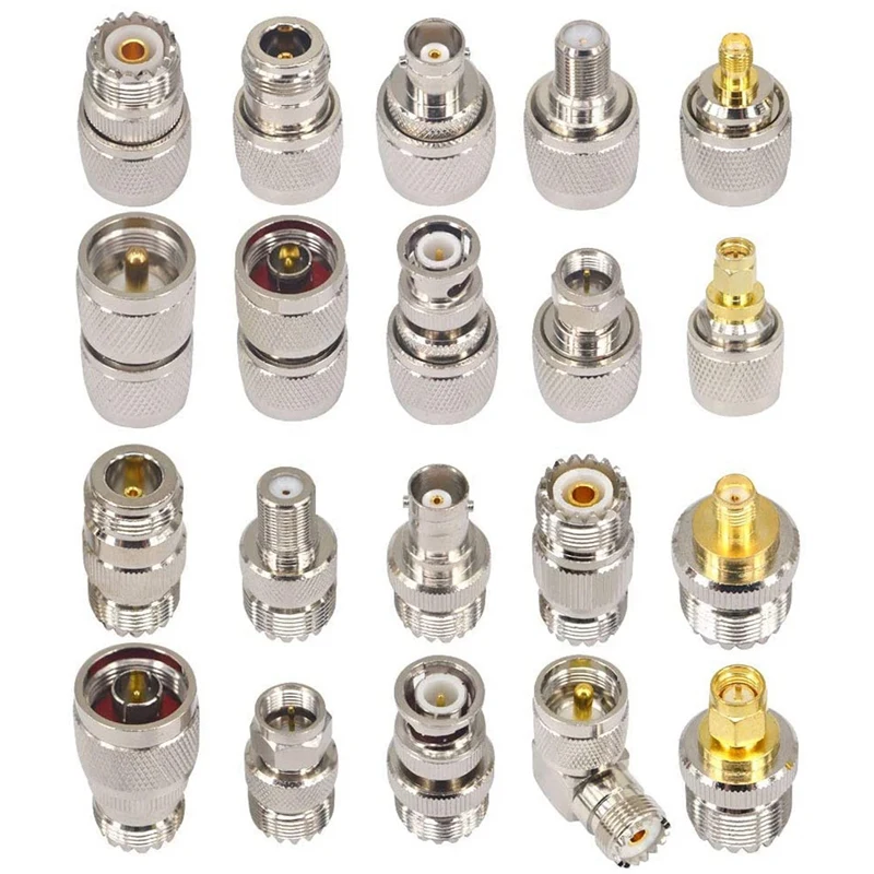 

20PCS RF Coaxial Connector Kit UHF SO239 PL259 Adapter Set UHF To SMA/BNC/N/UHF/F Adapter Coax Adapter For CB Antenna