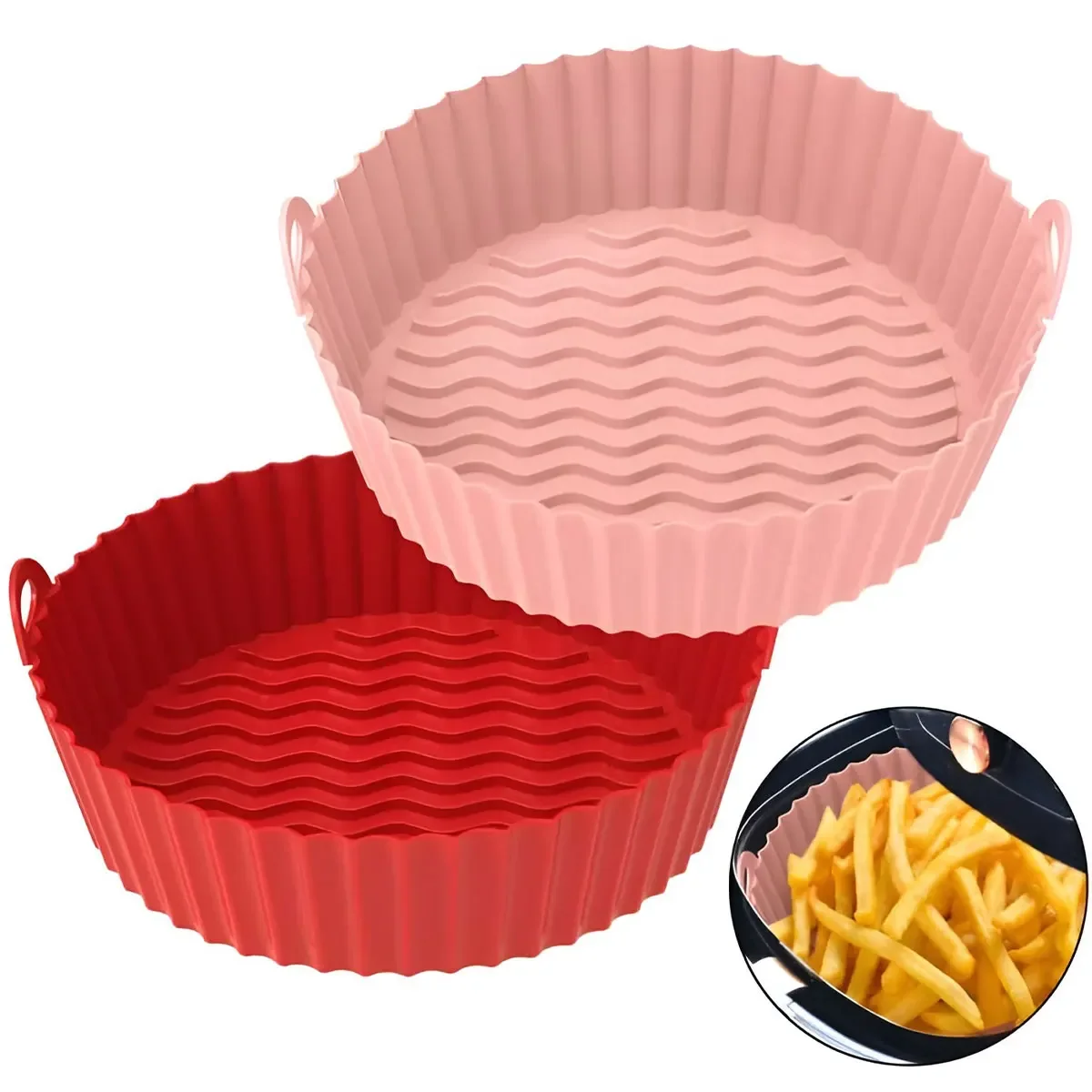 Dropship 2 Pcs Food Grade Silicone Easy Cleaning Air Fryer Liners Reusable Air  Fryer Silicone Pot Food Safe Air Fryer Oven Accessories Replacement For  Flammable Parchment Liner Air Fryer Basket to Sell