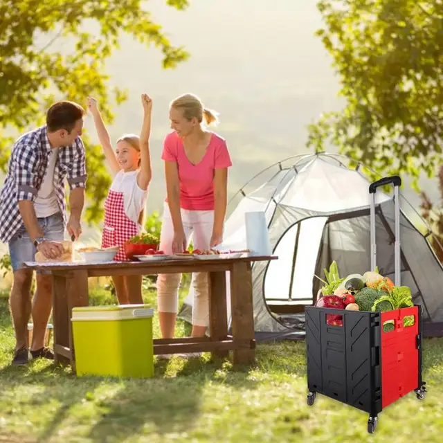 Gördülő Láda Kerekekkel Összecsukható Közüzemi Kosár Nagy Teherbírású Kézi Kocsi Távcsöves Fogantyúval - Image 5