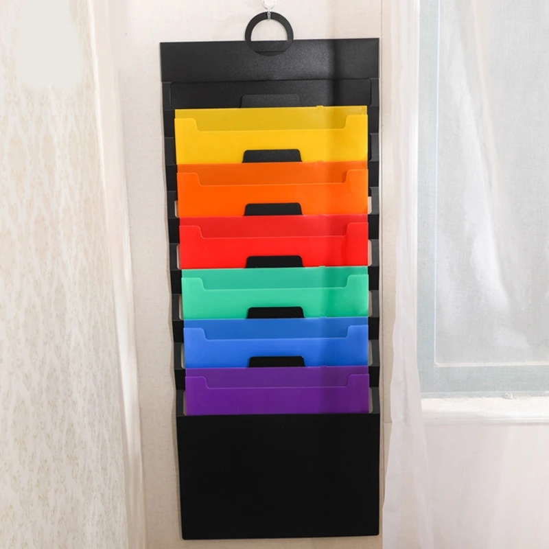 Wall Mounted Hanging File Folder Holder 6 Slot Mail Organizer Home Office Supply