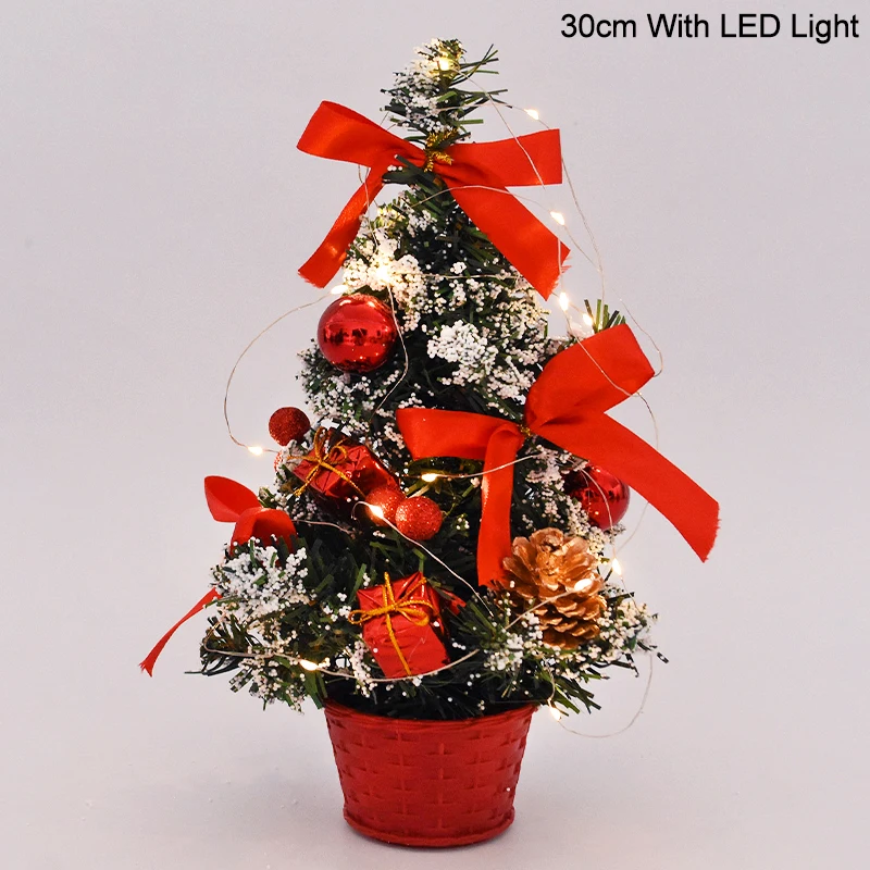 thumbnail image 1 of Adorno de mesa de árbol de Navidad artificial de 20/30 cm con bolas de luz LED 2023 Decoración navideña para el hogar Regalo de Año Nuevo 2024 Mini, 1 of 5