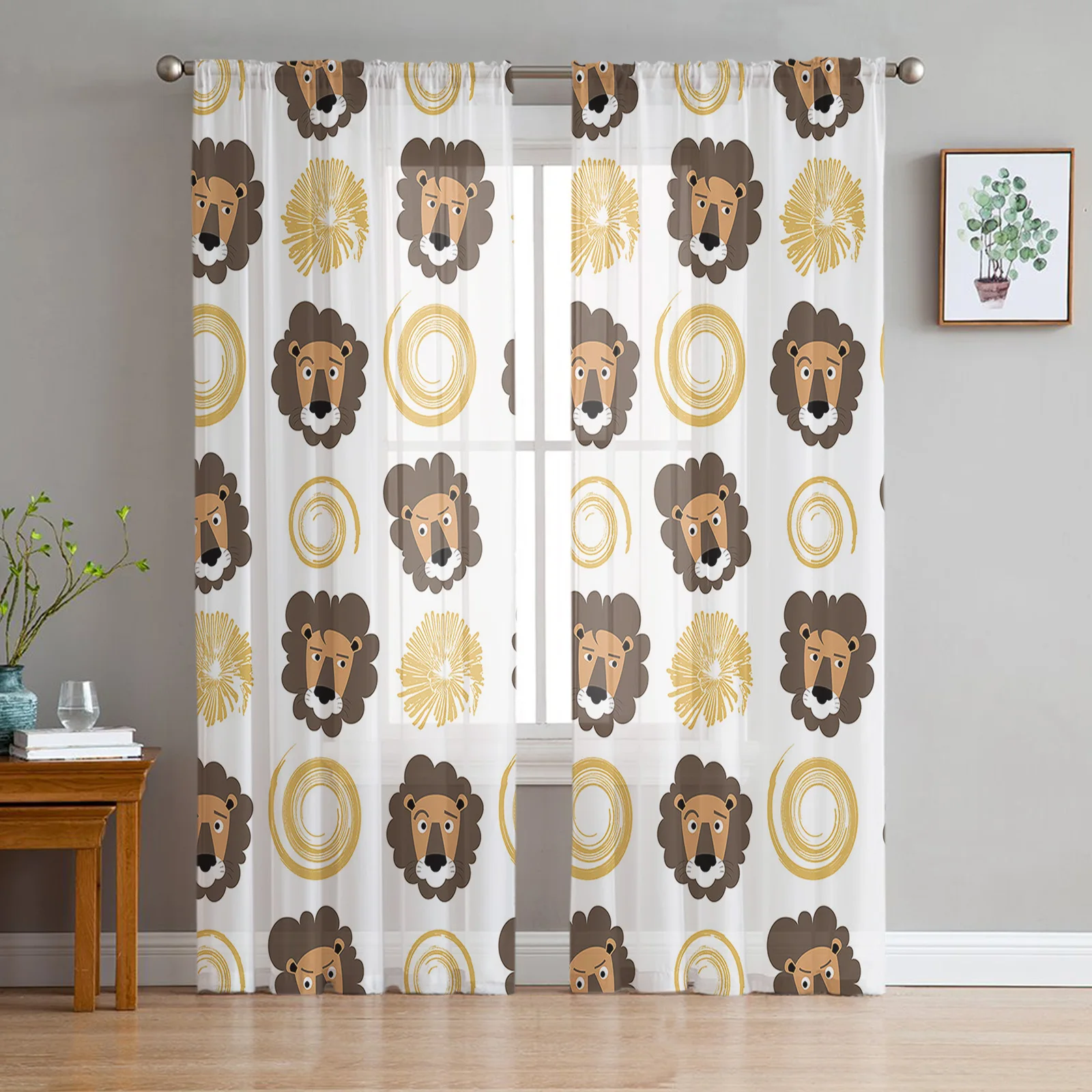 Cortinas transparentes con dibujos de animales, León, cebra, para sala de  estar, dormitorio infantil, cortinas de tul, Panel de tratamientos para  ventanas de cocina - AliExpress, image size:1600x1600