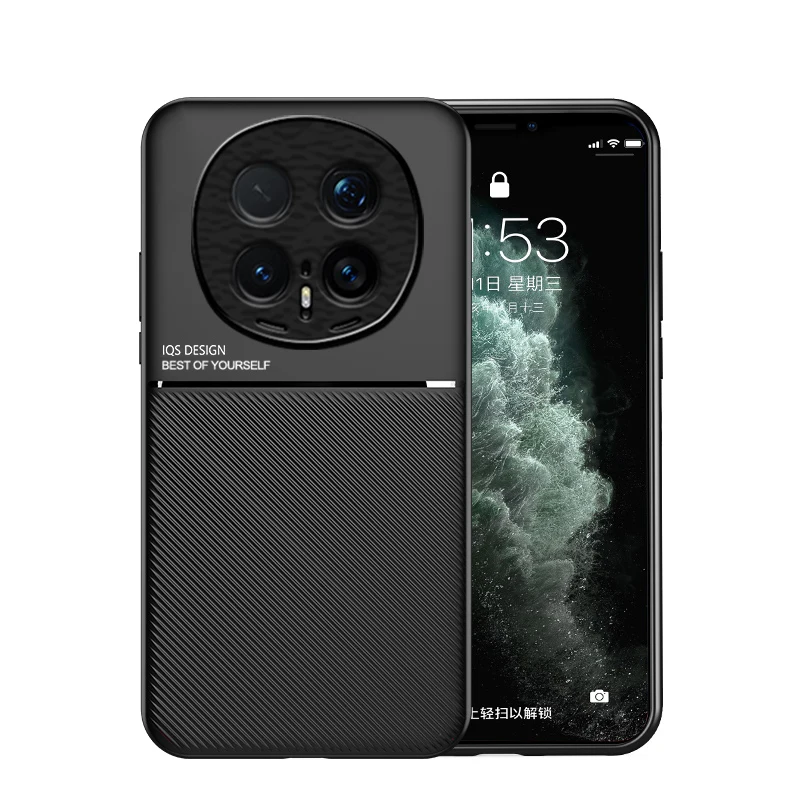 Luxury Shockproof PU Leather Phone Case with Magnetic Frame and Non-Slip Design